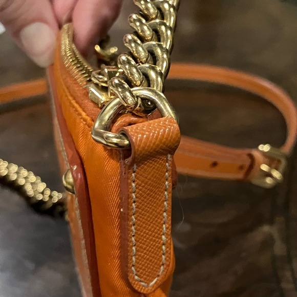 Prada Tessuto Oro Mini Crossbody in Papaya, with Auth Cards & Dust Bag, EUC - Picture 4 of 14